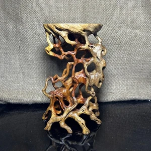 Wooden Display Stand made of Padauk, handmade sculpture, core wood, size 8.8" - Picture 1 of 10