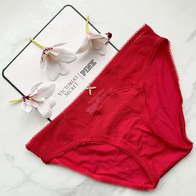 Victoria's Secret Elástico Algodón Punto Malla Bikini Panty Lápiz Labial Talla M/XL Foto 1 de 4