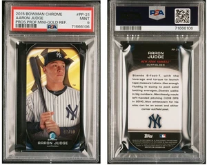 2015 BOWMAN CHROME PROSPECT MINI AARON JUDGE GOLD /50 REFRACTOR PSA 9 YANKEES - Picture 1 of 1