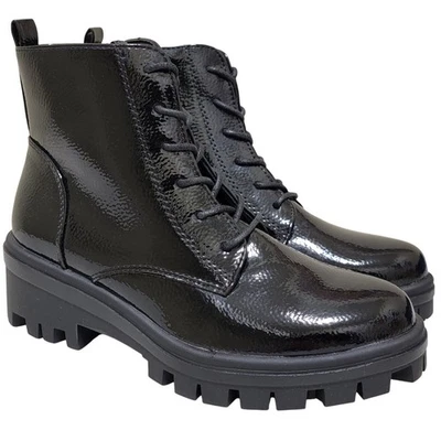 Botas de combate White Mountain para mujer con suela de tappy talla US 5M charol sintético negro Foto 1 de 4