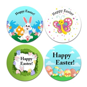 OSTERN AUFKLEBER ETIKETTEN GESCHENKKORB SÜSSE KEGEL TÜTEN PARTY KINDER - Bild 1 von 5