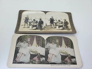 Two Stereograph Cards Showing Spanking of Children - Picture 1 of 2