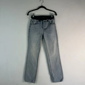 Alexander Wang Women’s Sz 24 Blue and Black Cult Duo Straight Leg Crop Jeans - Picture 1 of 18