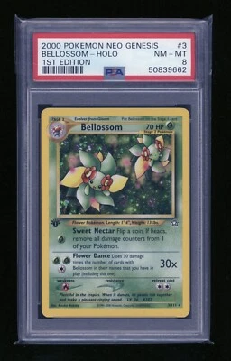 POKEMON 1st Edition Neo Genesis BELLOSSOM 3/111 Holo Rare PSA 8 NM-MT Vintage - Image 1 of 2
