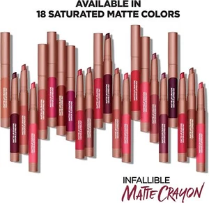 L'Oreal Infallible Matte Lip Crayon - Vibrant Matte All Day - Pick Your Color - Picture 1 of 22