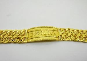 GOOD LUCK 22K 23K 24K Thai Baht Yellow Gold GP Bracelet 7.5 inch Men's Jewelry - Picture 1 of 4