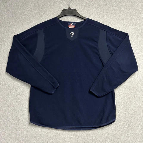 Philadelphia Phillies Sweater Adult Medium Blue Sweatshirt Logo MLB Majestic Men Cover