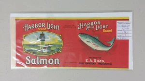 Etiqueta Vintage - Marca Harbor Light Salmon - Faro North Head - Washington - Imagen 1 de 2