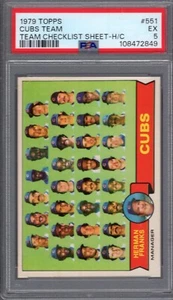 1979 Topps #551 Chicago CUBS Team Checklist Sheet H/C PSA 5 EX Tough! 1/3 6 HGR - Picture 1 of 2