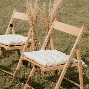 HECHO A MANO Blanco Cojín Cuadrado para Silla Almohadilla de Asiento con Corbatas para Taburete Patio - Imagen 1 de 8