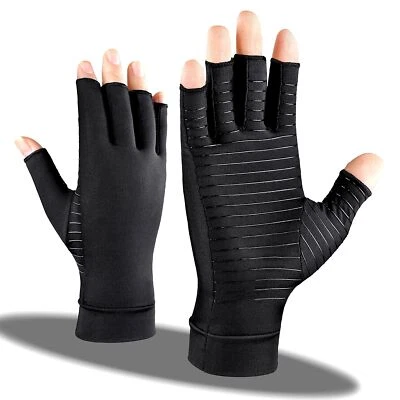Guantes de compresión de cobre para artritis para mecanografía de computadora trabajo diario soporte para manos Foto 1 de 4