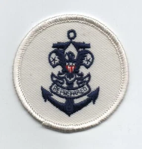 Sea Scout Universal Emblem 2.5" Round, Blue on White Patch, Cloth w/ Gauze Back - Picture 1 of 2