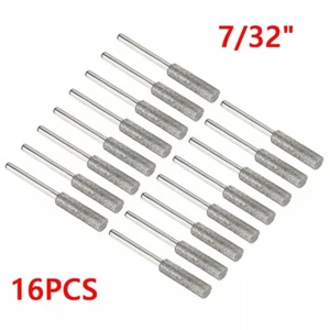 16x 7/32" Silber Diamant Kettensäge Schärfgerät Wetzstein Schleifffeile Werkzeug - Bild 1 von 12