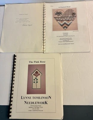 Lot of 3 Needlework Pattern Chart Booklets Charmed Heart Padilla Pink Rose - Image 1 of 4