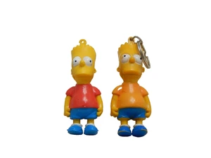 Vintage Bart Simpson 1990 PVC Schlüsselanhänger Figur orange & rot Shirt Simpsons KOSTENLOSER VERSAND - Bild 1 von 8