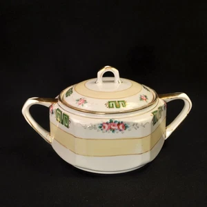 Nippon Rising Sun Biscuit Cracker Jar HandPainted Art Deco Floral Gold 1911-1918 - Picture 1 of 12