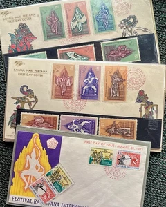FDC FIRST DAY COVER INDONESIA 1962 1971 RAMAYANA SETs FDC /STAMPs - Picture 1 of 5