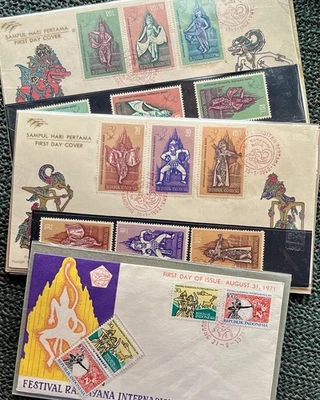 FDC FIRST DAY COVER INDONESIA 1962 1971 RAMAYANA SETs FDC /STAMPs - Image 1 of 4