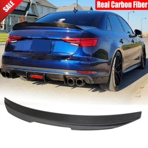 For Audi A4 B9 Sline S4 Sedan 17-24 Real Carbon Rear Trunk Spoiler Highkick Wing - Picture 1 of 12