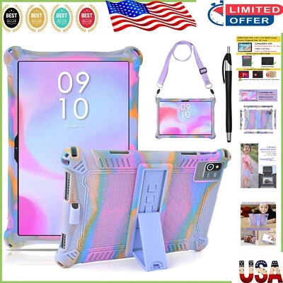 Moderna funda para tablet de 10,1 pulgadas con soporte y correa portátil - rosa roja y púrpura Foto 1 de 4