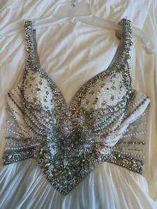 TERANI Couture Ivory Embellished Women's Dress - Size 6 Beaded & Crystal $998 - Picture 1 of 13