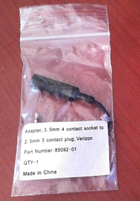 Adapter 3.5mm 4-Contact Socket 2.5mm 3-Contact Plug 10cm Cable 85092-01 NEW - Image 1 of 3