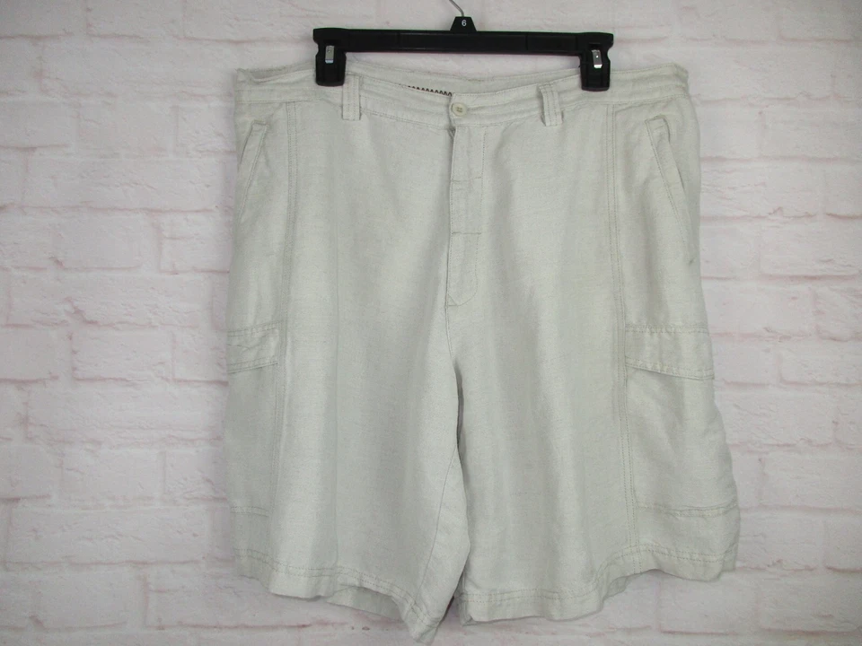 Pantalones Cortos Cubavera Hombre Talla 38 Caqui Mezcla Lino Foto 1 de 4