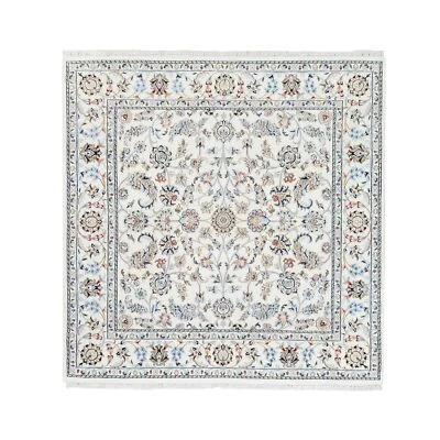 5'9"x5'9" All Over Design Square Wool and Silk 250 KPSI Nain Handmade Rug R62789 - Image 1 of 4