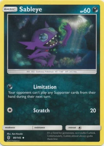 Pokemon - Sableye - 80/145 - Uncommon - Sun & Moon Guardians Rising - LP - Picture 1 of 1