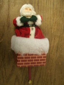 11" Cloth & Cardboard Santa in Chimney Puppet-Stick at Bottom Controls Santa - Picture 1 of 3
