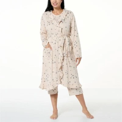Comfort Code by Cuddl Duds Sweet and Sassy Brushed Ultra Knit Robe Size XS Stars - Image 1 of 4