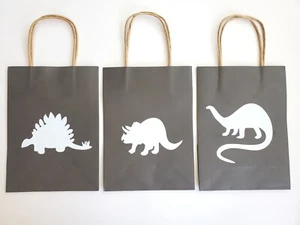 Bolsas de regalo de papel DINOSAURIO 9-9" negras con asas para botín de regalos de fiesta - Imagen 1 de 2