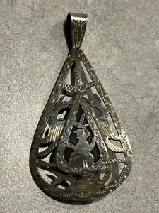 Vintage 900 Silber Guatemaltekische Maya Azteken Anhänger/Brosche - Bild 1 von 6