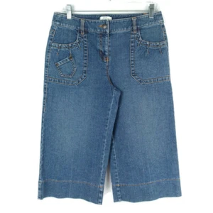 Ann Taylor LOFT Womens Denim Gaucho Shorts Cropped Capri Blue Jean Size 4 - Picture 1 of 7