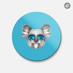 Koala Face Sunglasses Animal | 4'' X 4'' Round Decorative Magnet - Picture 1 of 2