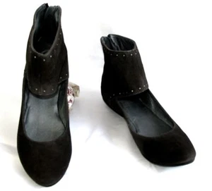 BOCAGE Bailarinas Mallas Todo Cuero Terciopelo Gris Marrón Talla 40 Nuevas - Imagen 1 de 7