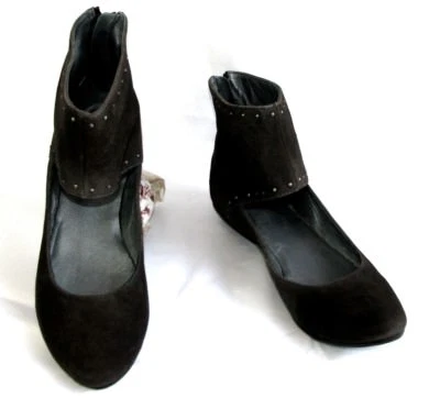 BOCAGE Ballerines guêtres tout cuir velours gris marron pointure 38 NEUF - Photo 1/4