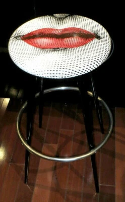 #'D TABURETE DE BAR FORNASETTI EXTREMADAMENTE RARO JULIA BOCCA ARTE LABIOS ROJOS ALTO AUTÉNTICO Foto 1 de 4