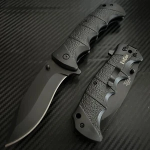 9”Black Military Tactical Combat Spring Assisted Open Blade Folding Pocket Knife - Picture 1 of 5