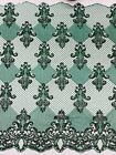 King Damask Lace Fabric - Corded Embroidery with Sequins on Lace Fabric By Yard