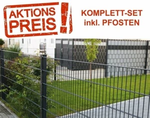 10m Doppelstabmattenzaun 1m Höhe Pfosten mit Abdeckleiste 8/6/8 Zaun - Bild 1 von 10