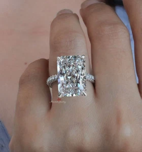 12,5 kt Moissanit-Solitär-Verlobungsring mit strahlendem Schliff Platin Hochzeit Damen - Bild 1 von 10