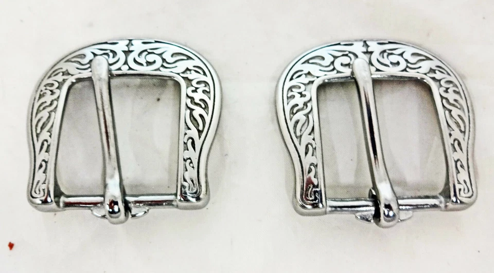 Par de hebillas florales de tacón Jeremiah Watt de acero inoxidable para caballos tradicionales nuevas Foto 1 de 1