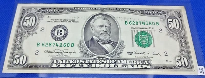 1990 $50 Federal Reserve Note Error Overprint Of The Back On The Front (B9) - Image 1 of 3
