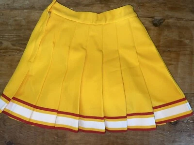 Falda de porristas años 70 a rayas amarillas talla 11 Disfraz de animadora Cosplay Animación Foto 1 de 4