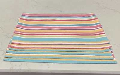 Set Of 6 Pier 1 Imports Summer/Spring/Easter Brightly Striped Placemats - Image 1 of 4