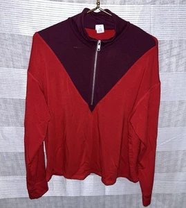 LIVI Cozy Soft Half-Zip Colorblock Red Cropped Pullover Adrenaline Rush 14/16 - Picture 1 of 4