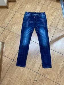 Dsquared 2 Blue Denim Distressed Painted Jeans Pants Size 48 SunFaded Crashed - Picture 1 of 24