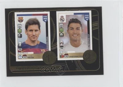 2016 Fifa 365 Stickers Golden World of Football Lionel Messi Cristiano Ronaldo - Image 1 of 3