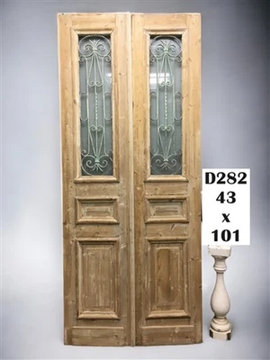 Antique French Double Doors (43x101) Iron Wood Doors, European Doors D282 - Image 1 of 4